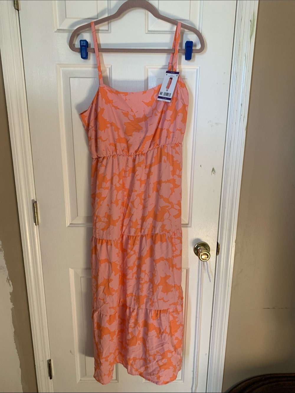 Sanctuary Pink Maxi Dress with Orange Floral Print